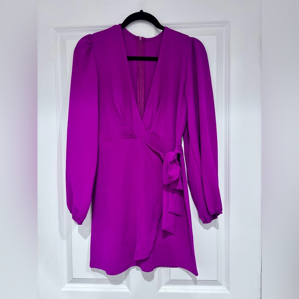 Vibrant Purple Long Sleeve Dress - Picture 2 of 3